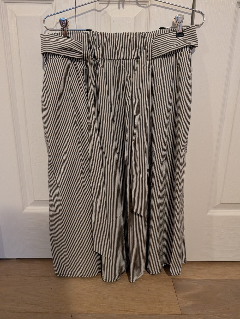 Michael Kors Navy and White Striped Maxi Skirt